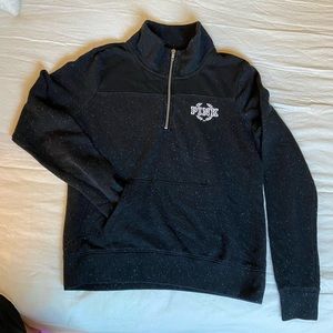 Black with white speckled 1/4 zip PINK sweatshirt